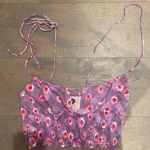 Motel Rocks Purple Tank Top with Pink Daisies